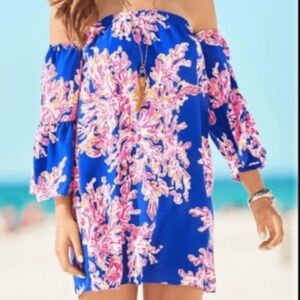 Lilly Pulitzer Sanilla Silk Dress Off The Shoulder